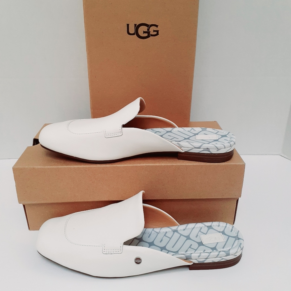 UGG Janaya Leather Mules White Sz 9